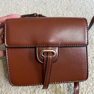 Brand New -Brown Faux Leather Crossbody Bag
